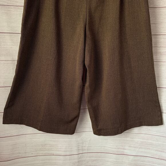 Briggs New York Brown Houndstooth Wide Leg Palazzo Cropped Pants Capris Size 14 - Picture 9 of 16